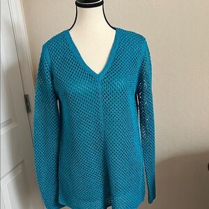 Calvin Klein Collection Teal V-Neck Sweater